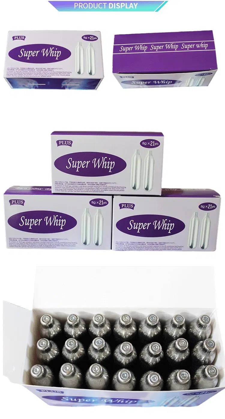 Whipped Nitrogen Gas Oxide N2o Cream Charger Dispensers 99.99% Food Grade 8g